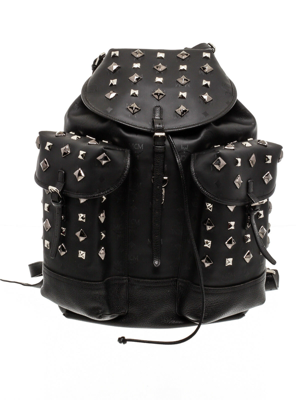 MCM Black Nylon Leather XL Stud Backpack Highbrow Bags